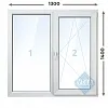 Двухстворчатое окно 1300x1400 с установкой