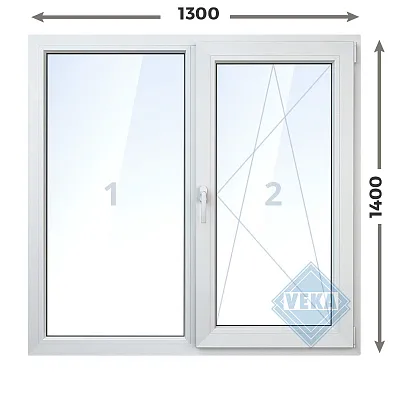 Двухстворчатое окно 1300x1400 с установкой