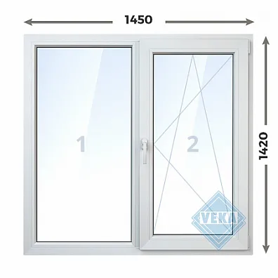 Двухстворчатое окно 1450x1420 с установкой